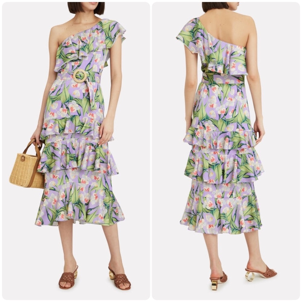 PatBo One Shoulder Ruffle Dress